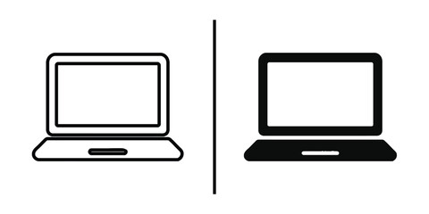 Laptop Icons: Two sleek laptop icons are displayed side-by-side, representing modern technology, with simple designs. 