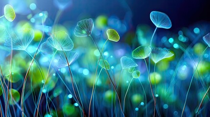 Futuristische Blumen in intensiven Farben. Digitale Blüten treffen auf moderne Deko und 3D Design für Interior und visuelle Gestaltung.