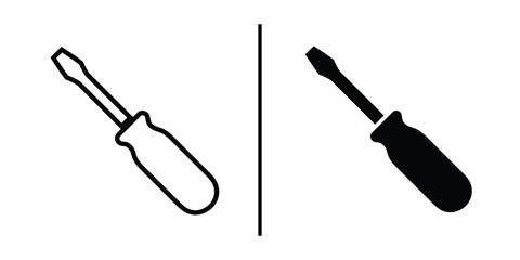 Obraz premium Screwdriver Icons: A minimalist collection of screwdriver icons, artfully rendered to showcase the tool's form in contrasting monochrome styles, perfect for conveying concepts of repair and precision.