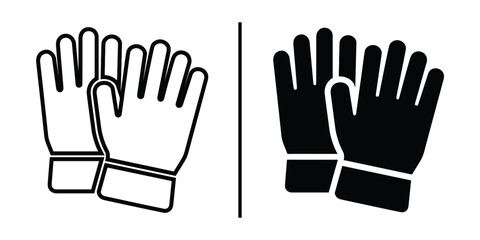 Safety Gloves: A bold illustration of safety gloves, showcasing both the outline and solid black versions, symbolizing protection and preparation for demanding tasks.
