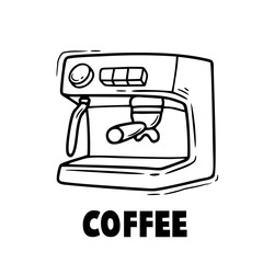 Line Drawing Professional Coffee Maker Machine Equipment Appliances Illustration