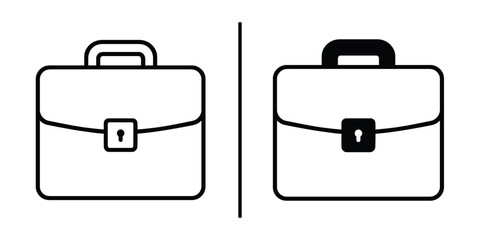 Briefcase: A modern vector illustration features two briefcases, one light and the other dark, separated by a simple vertical line. This image epitomizes professionalism and efficiency.