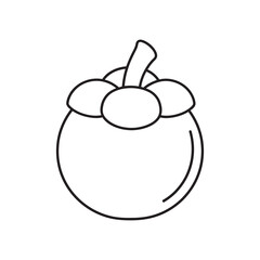 Mangosteen tropical fruit vector line icon representing exotic healthy food sweet dessert and natural organic vitamin source for juicy refreshment
