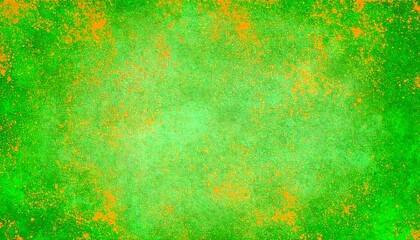 Vibrant green background with scattered orange speckles