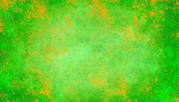 Vibrant green background with scattered orange speckles
