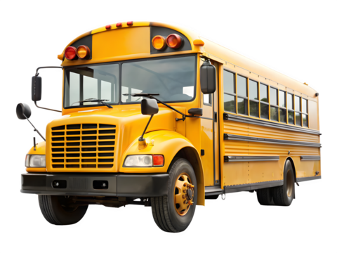 Iconic yellow school bus ready for back to school season transporting students safely to school