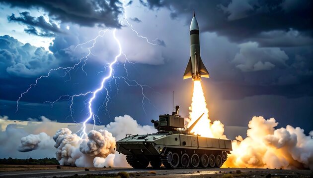Missile launch from armored vehicle