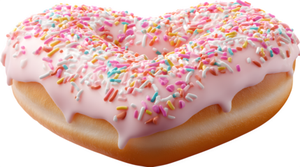heart shaped donut with sprinkles