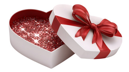 heart shaped gift box with ribbon