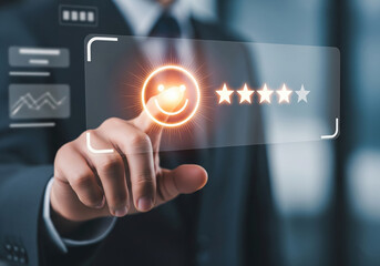  Selecting Excellent Customer Satisfaction Rating with Happy Emoji