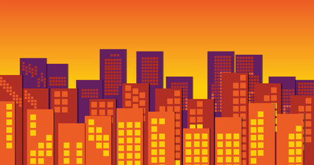 minimal block cityscape, urban skyline abstraction