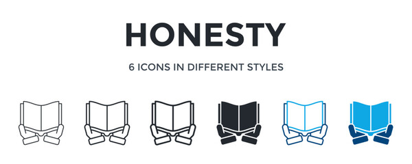 Honesty Icon In Different Style Vector Illustration. Designed In Thin Line, Regular Line, Bold Line, Glyph, Color Line, And Color Glyph Style Can Be Used For Web