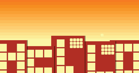 minimal block cityscape, urban skyline abstraction