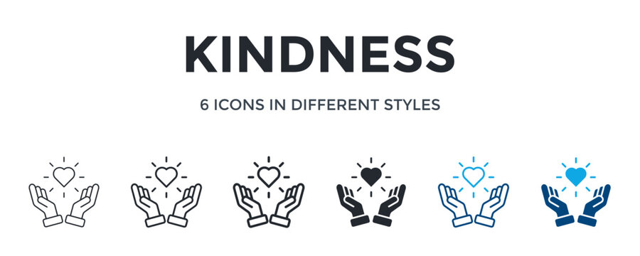 Kindness Icon In Different Style Vector Illustration. Designed In Thin Line, Regular Line, Bold Line, Glyph, Color Line, And Color Glyph Style Can Be Used For Web
