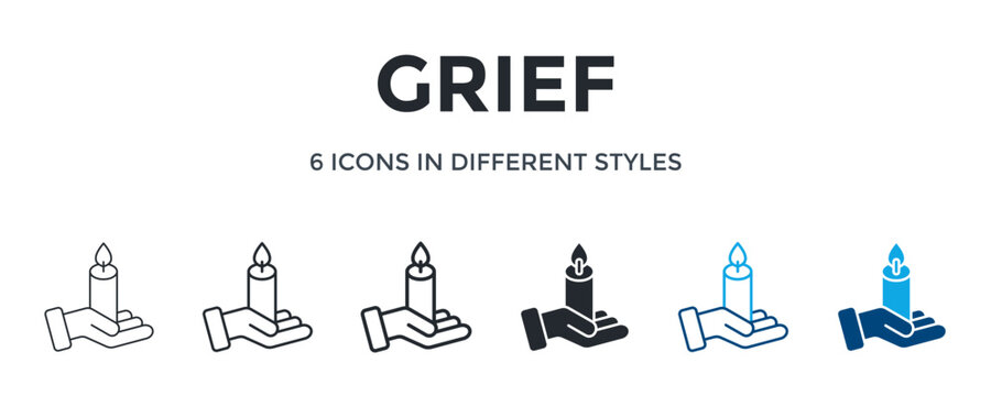 Grief Icon In Different Style Vector Illustration. Designed In Thin Line, Regular Line, Bold Line, Glyph, Color Line, And Color Glyph Style Can Be Used For Web