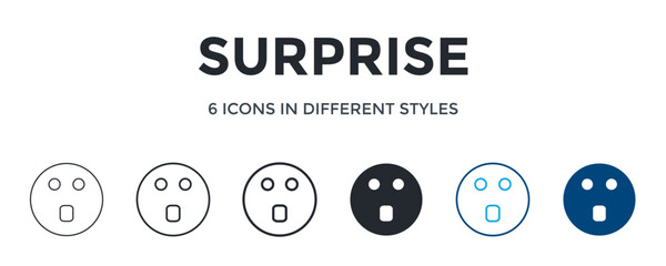 Surprise Icon In Different Style Vector Illustration. Designed In Thin Line, Regular Line, Bold Line, Glyph, Color Line, And Color Glyph Style Can Be Used For Web