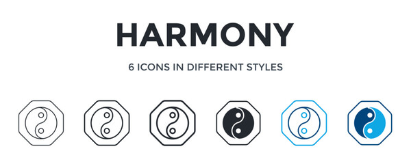 Harmony Icon In Different Style Vector Illustration. Designed In Thin Line, Regular Line, Bold Line, Glyph, Color Line, And Color Glyph Style Can Be Used For Web