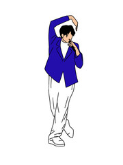 マイクを持って歌いながら踊るアーティスト　png