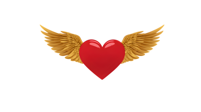 red heart with wings