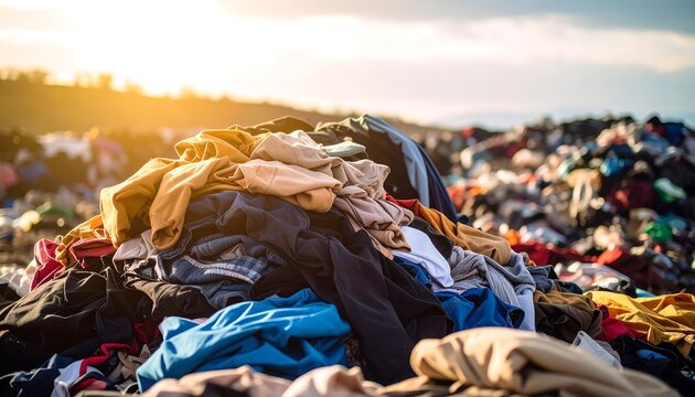 Pile of discarded clothes outdoors