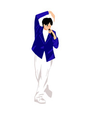 マイクを持って歌いながら踊るアーティストpng