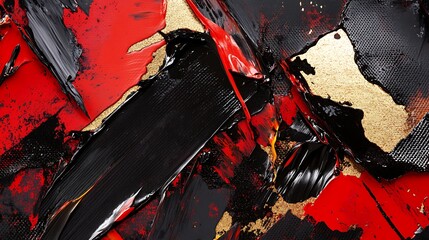 abstract red black and gold impasto with bold textured strokes for dramatic expression creativity modern art luxury inspiration concept.