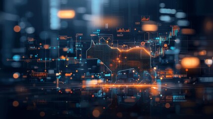 Fototapeta premium Digital transformation in pet technology data visualization of a cat virtual environment futuristic concept