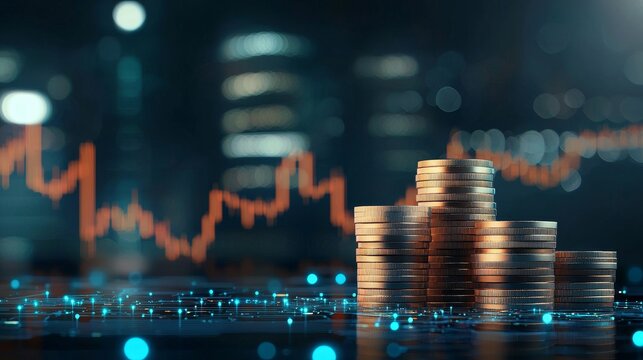 Financial growth analysis urban setting digital artwork business environment macro view investment strategies - Powered by Adobe