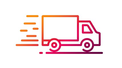 Line icon of fast moving delivery truck symbolizing shipping for transportation apps and websites