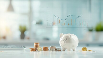 Saving for the future financial growth strategies office environment infographic content modern workspace investment concepts
