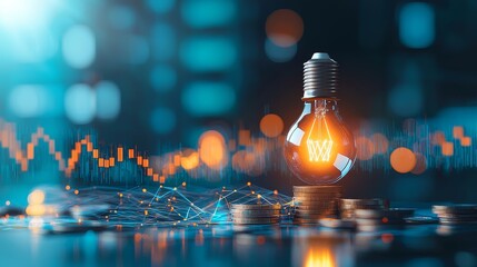 Innovative light bulb technology business environment digital image modern workspace futuristic concept