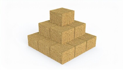 Straw in square bales on a white background