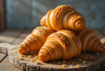 croissant on wooden table