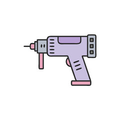 Screw gun icon in pastel colors on transparent background