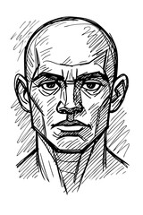 Proportional Human Face Man Male with Grid Lines