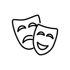 theatrical mask icon vector, line style icon
