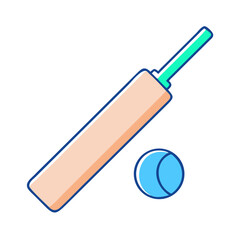 Cricket Bat and Ball Cartoon Illustration Vector Graphic Simple Design