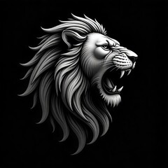 Fototapeta premium Fierce Roaring Lion Head Illustration logo