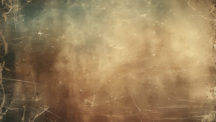 Naklejka premium A vintage grunge texture with scratches, dust, and stains. Old, weathered paper or film background in earthy tones for a retro design. 