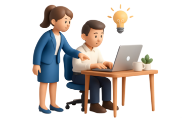 A create a 3d illustration of a collaborative office Transparent Background