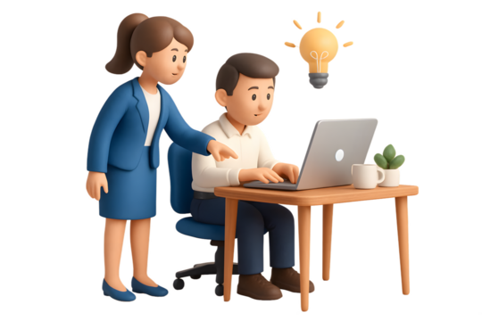 A create a 3d illustration of a collaborative office Transparent Background