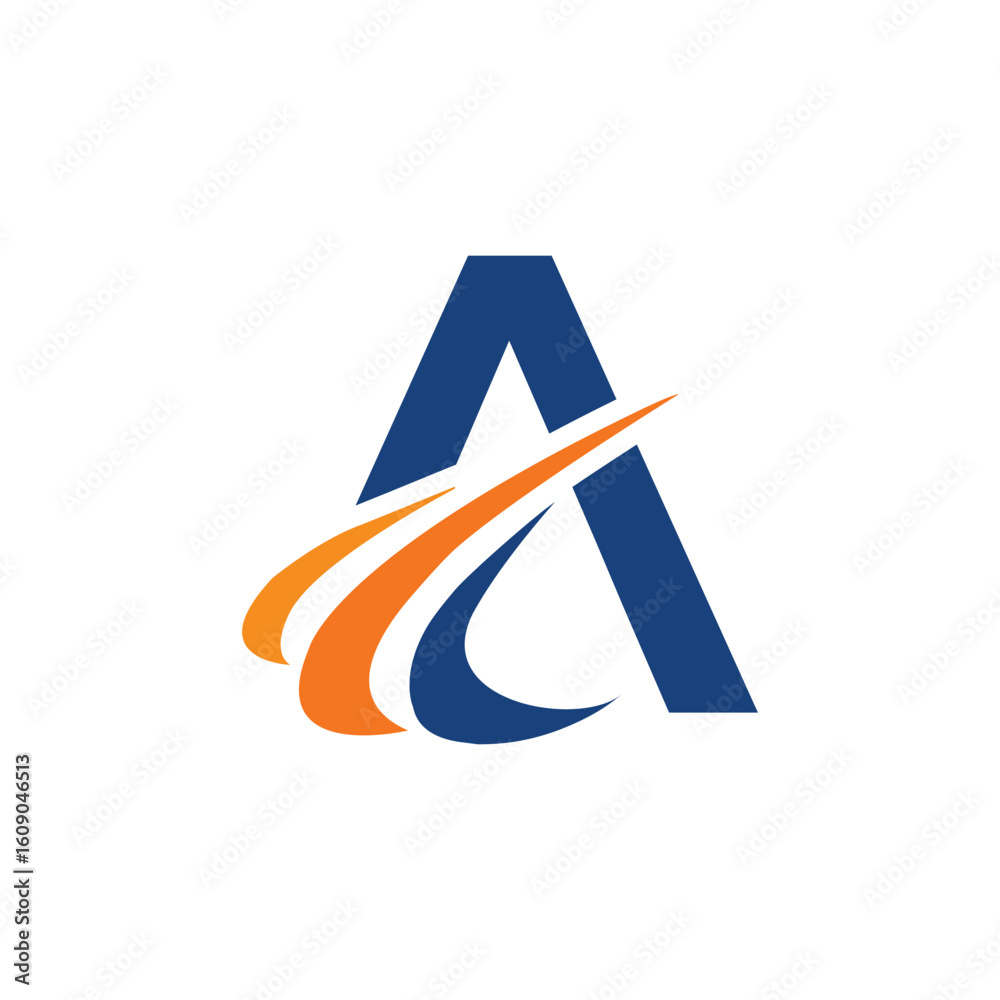 Fototapete the image shows an initial logo design of a letter a in simple flat style with three swoosh lines as
