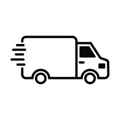 Delivery Truck Line Icon — Fast Shipping Symbol