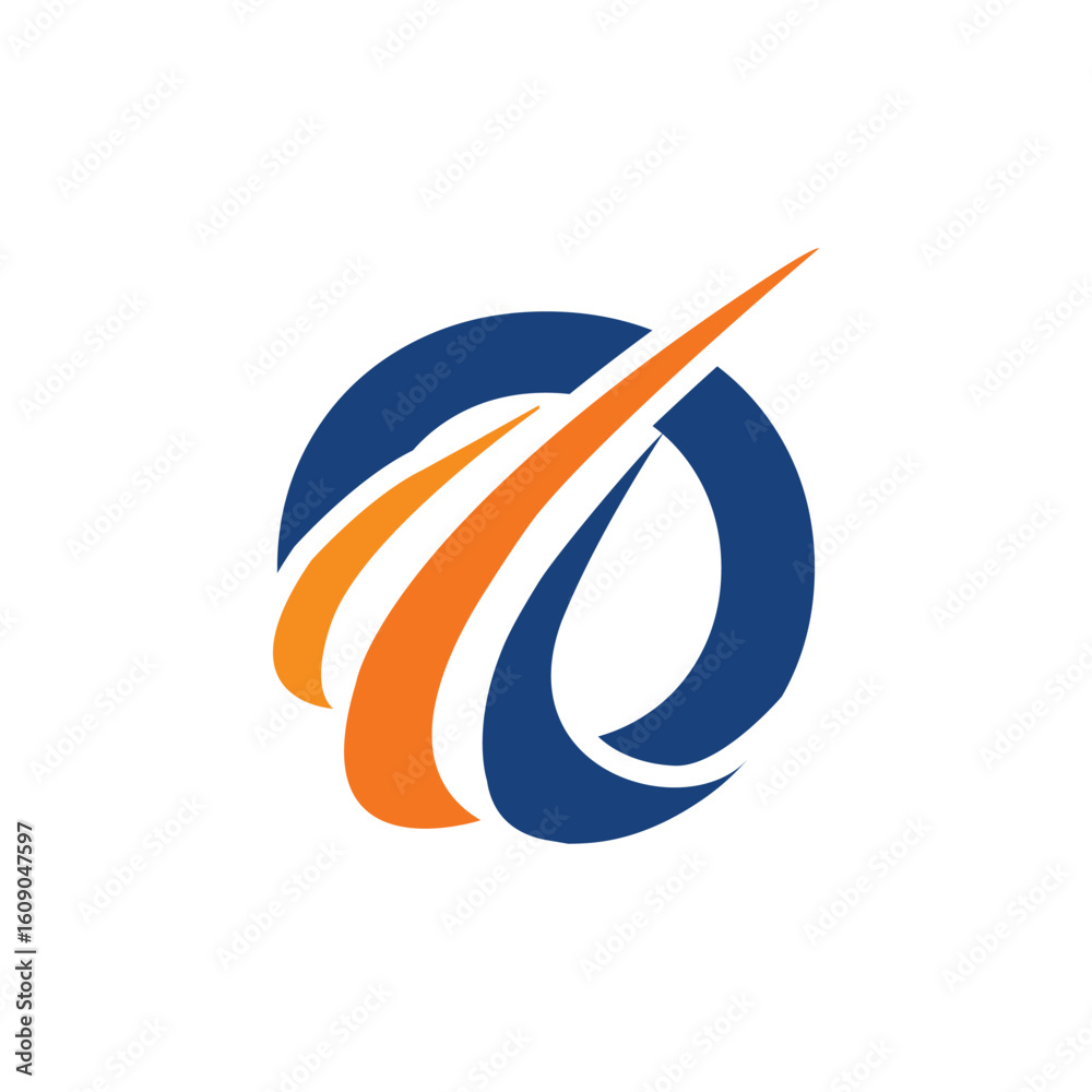 Fototapete the image shows an initial logo design of a letter o in simple flat style with three swoosh lines as
