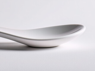 Close-up of Elegant White Porcelain Spoon