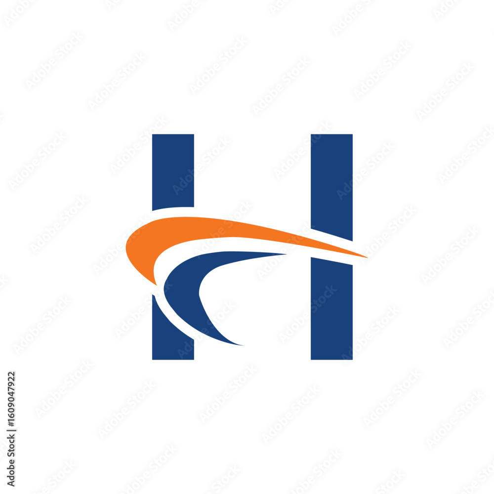 Fototapete the image shows an initial logo design of a letter h in simple flat style with two swoosh lines as t