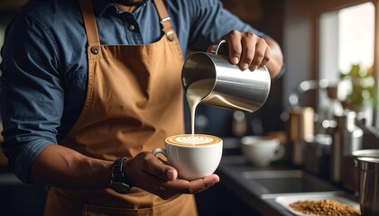 Latte art being prepared