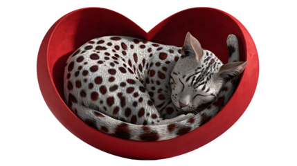 cat sleeping in open heart