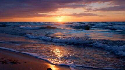 Sunset on the Baltic Sea calm waves warm colors peaceful atmosphere