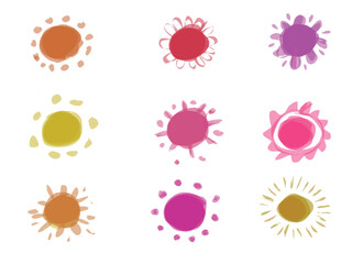 set of sun drawing kid style.eps